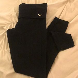 PINK Black Fold Over Leggings